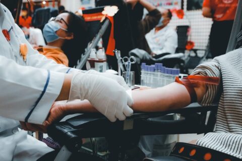 person with a leg being stabilized