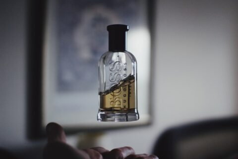 perfume bottle on counter top